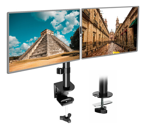 Soporte De Monitor Doble Para 2 Pantalla Giratorias Horizon