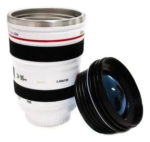 Copo Caneca Térmica Lente De Câmera Canon 24-105mm - Branco