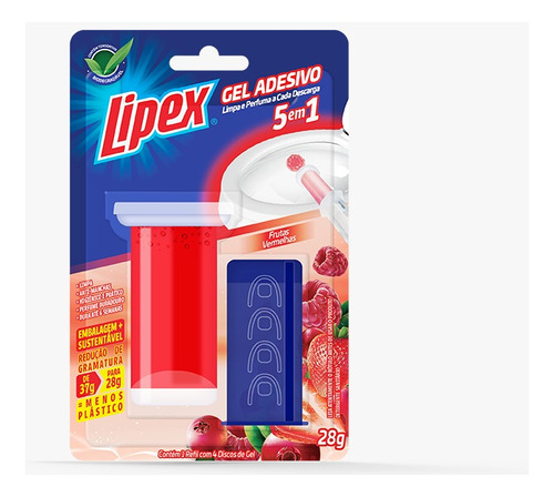 Lipex Gel Adesivo Frutas Vermelhas 1 Aplicador + Refil 28g