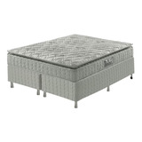 Cama Box Queen Cinza + Colchão Hanover One 193x203x59cm