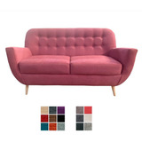 Sofa De Living Vintage Curvo De 2 Cuerpos Tapizado