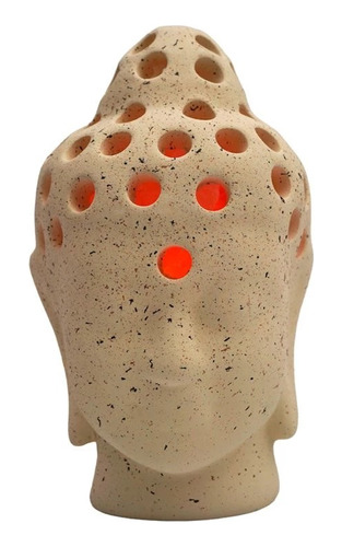 Lampara De Sal Del Himalaya Ceramica Cabeza Buda 