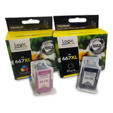 Pack 2 Tintas Alto Rendimiento 667xl Para Hp Deskjet Ia 1200