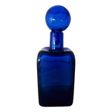 Jarra Botella Vidrio Azul Cobalto Con Tapa