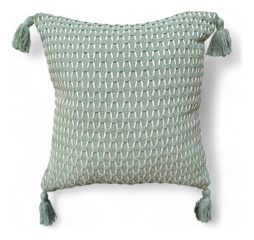 Pack 2 Fundas Para Cojin Tejidas Crochet Con Flecos 45x45cm