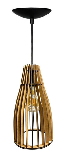 Luminária Lustre Pendente Sala Cozinha Stillo Mdf 30cm 