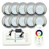 Kit 10 Led Piscina Led 9w Inox Brustec 200m²+ Módulo+ Fonte