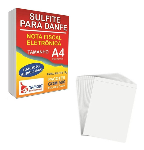 Papel Sulfite P/nf Eletrônica Danfe A4 500 Folhas Serrilhado