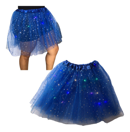 Falda Tutu Ballet Escarchado Luces Led Colores Disfraz Mnr