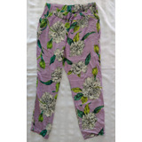 Pantalón Con Elástico Fresco Lila Floreado Syes. T. 56. - - 