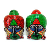 Máscara Cabeça De Buda Em Mosaico De Parede ( O Par )