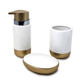 Conjunto P/ Banheiro Kit Higiene Porcelana Branca 3pçs