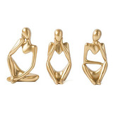 3 Figurine Thinker Statue Abstract Art Sculpture Collection