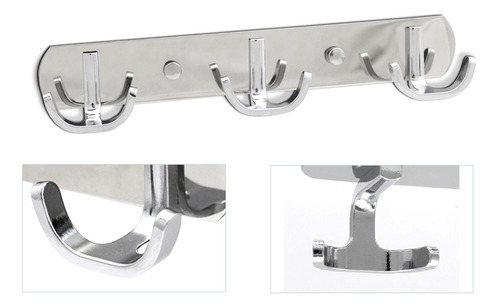 Perchero Triple 3 Ganchos En U Pared Acero Inox Baño/cocina