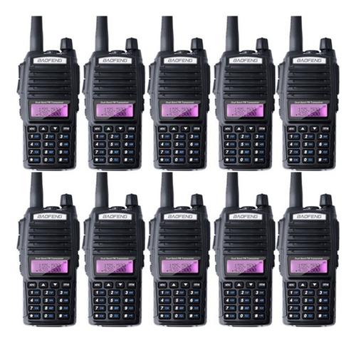 Kit 10 Radio Comunicador Uv82 Baofeng Dual Band Fm + Fone