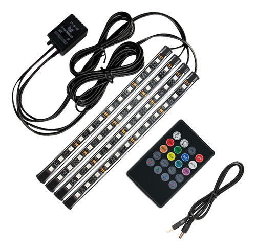 Luz Led Rgb Para Interior De Coche W, 48 Luces, Barra De Sue