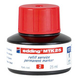 Tinta Recarga Marcador Permanente Edding Mtk 25 Capilaridad Color Rojo