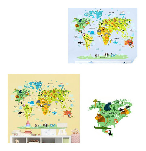 Pegatinas De Pared Con Diseño De Mapa Del Mundo, Extraíble