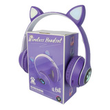 Audifonos Diadema Bluetooth, Micro Sd, Cat Gato  Morado