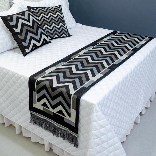 Peseira Decorativa Para Cama 2,10m X 48cm Chevron - Creative