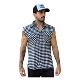 Camisa Regata Xadrez Flanela Slim Masculina Country Lenhador