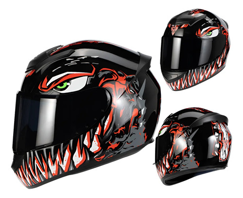 Casco Para Moto Negro Rojo Certificado Cerrado | Envío gratis