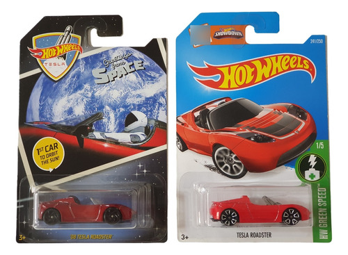 Set 2 Hot Wheels Tesla Roadster Rojo Space X Elon Musk