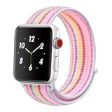 Malla Para Apple Watch Se 1 2 3 4 5 6 44 / 42 Mm Velcro Loop Ancho 255 Mm Color Pink Stripes