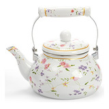 Hervidor Vintage Jucoan, 2,6l, Acero Floral, Asa Porcelana,