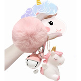 Llavero Unicornio De Peluche Campana Rosa Para Mujeres Niña