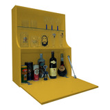 Mini Bar Adega Suspenso Armário Porta Basculante - Amarelo