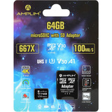 Tarjeta Micro Sd Amplim De 64 Gb, Adaptador De Memoria Micro