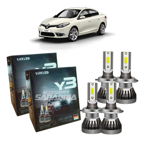 Kit X 4 Luces Cree Led H7 Alta H7 Baja Renault Fluence 2015