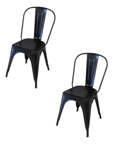 Set X2 Silla Tolix Clasicas De Metal Negro Mate Importadas