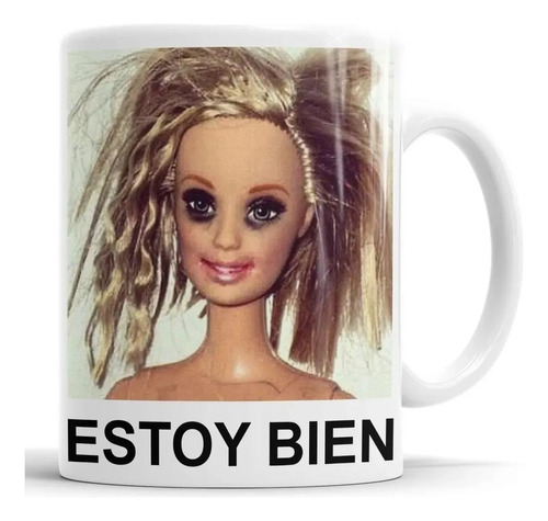 Taza De Cerámica Barbie Estoy Bien (matada) - Con Cajita