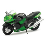 Kawasaki Zx-14 2011 Motocicleta Verde New Ray Escala 1:12