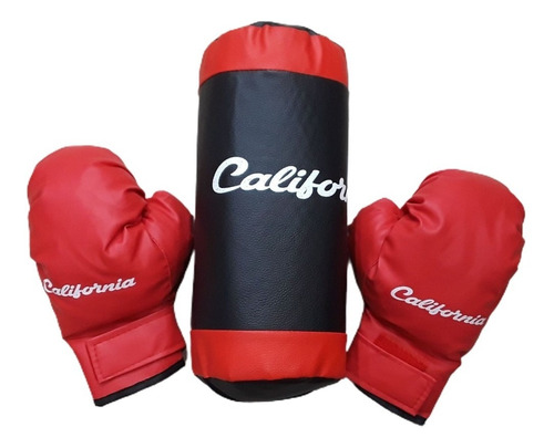 Set Boxeo Infantil Guantes + Bolsa Boxing Negro/rojo Premium
