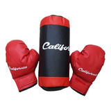 Set Boxeo Infantil Guantes + Bolsa Boxing Negro/rojo Premium