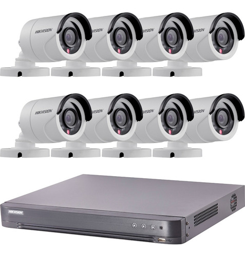 Kit Seguridad Hikvision Grabacion Full Hd 1080p Dvr 16 + 8 Camaras 2mp Exterior Infrarrojas + Ip Visualiza X Celular