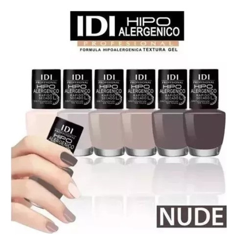 Idi Combo De 6 Esmalte Uñas Nude Hipoalergenico Perfumeria!