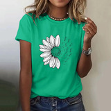 Camiseta Con Estampado De Girasol Para Mujer Y Blusa De Mang