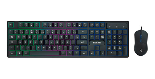 Kit Mouse Teclado Gamer Madset Semi Mecânico Rgb Knup Te118