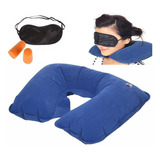 Kit Descanso Viajero Cubre Ojos Almohada Dormir Tapa Oidos