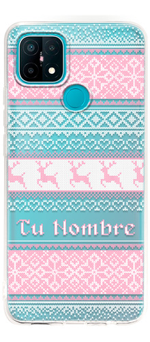 Funda Para Oppo Ugly Sweater Navideño Rosa Con Tu Nombre