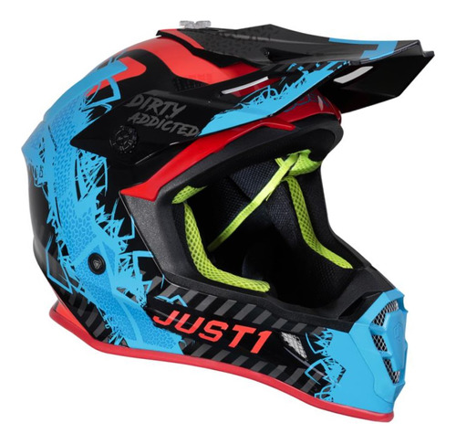 Casco Cross Enduro Atv Utv J38 Mask Blue Red Black Just1