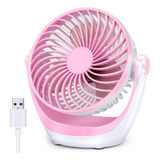 Ventilador De Escritorio Aluan Silencioso 5 Pulgadas Rosa