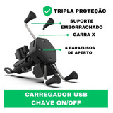 Suporte Garra X Para Moto Com Carregador Universal Usb 