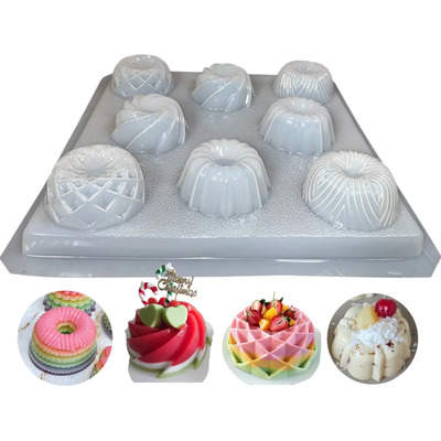 Molde Para Gelatina 8 Mini Roscas Distintas Individual 200ml Blanco