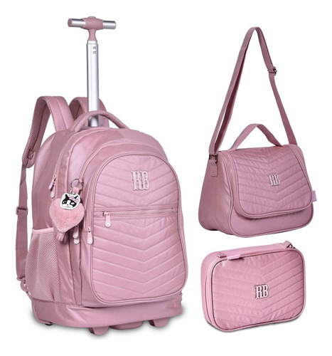 Kit Mochila Escolar Rb Rebecca Bonbon Carrinho Metalizada