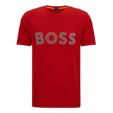 Camiseta Boss Em Algodão Com Detalhes Do Logo